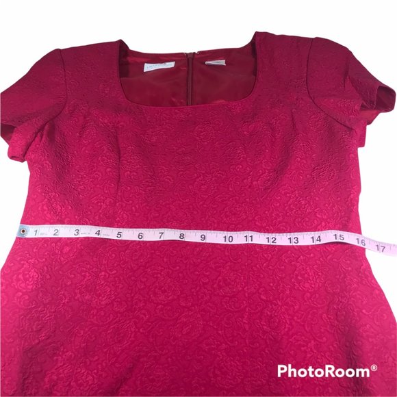 Liz Claiborne Women's Red Silk Short Sleeve Size 10 Dress Preowned - Picture 9 of 12